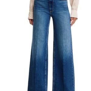 PAIGE Blue Flare Wide Leg Jeans High-Rise